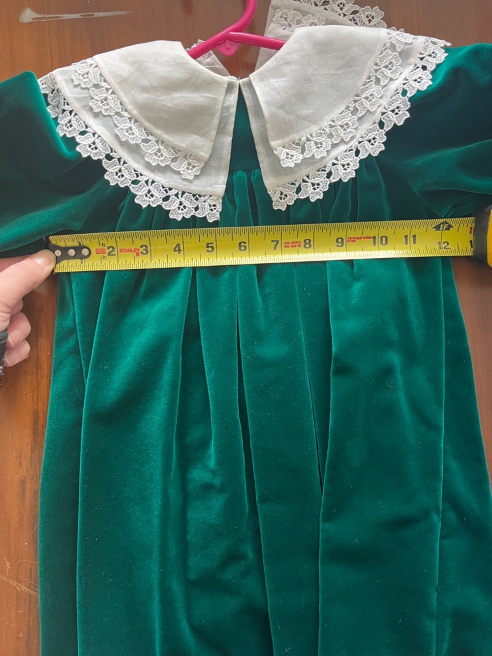 Green Velvet Toddler Dress - Picture 8 of 10